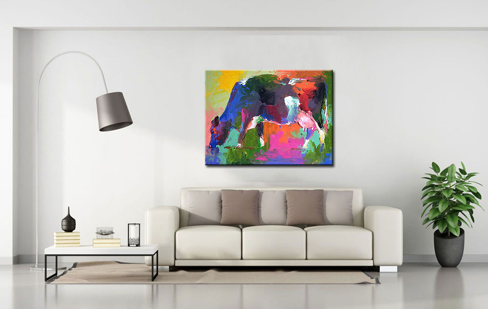 Gekleurde Koe modern schilderij 120x90cm - Afbeelding 2