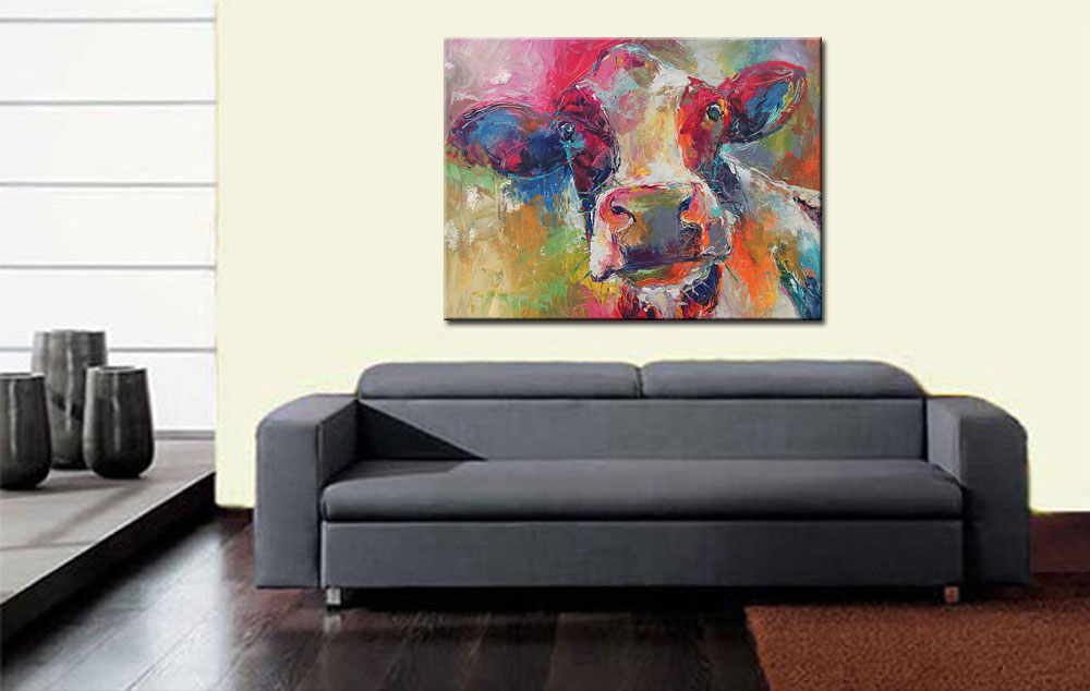 Koe modern schilderij 120x90cm - Afbeelding 4