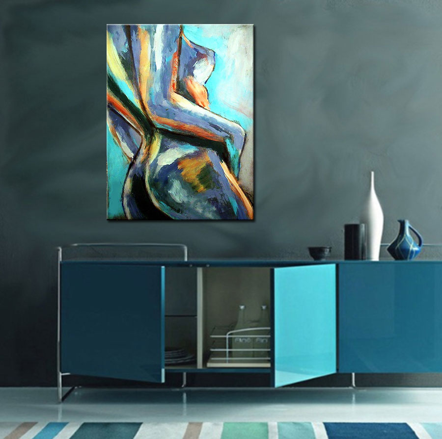 Erotisch schilderij Colored Girl 90x120cm - Afbeelding 2