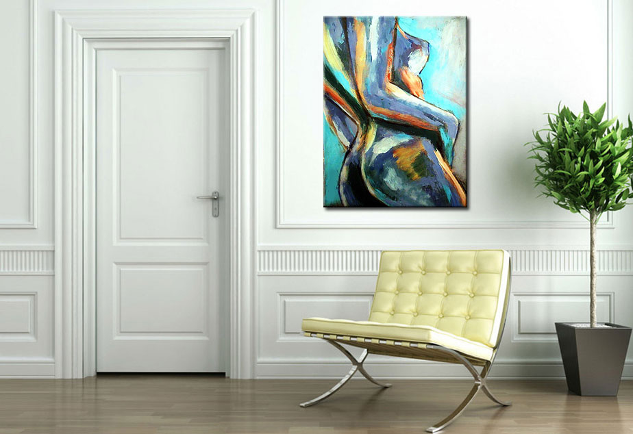 Erotisch schilderij Colored Girl 90x120cm - Afbeelding 3