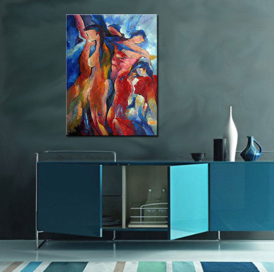 Erotisch schilderij Abstracte Vrouwen 90x120cm - Afbeelding 3