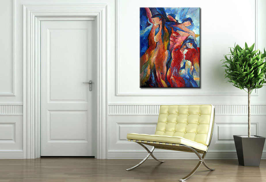 Erotisch schilderij Abstracte Vrouwen 90x120cm - Afbeelding 2