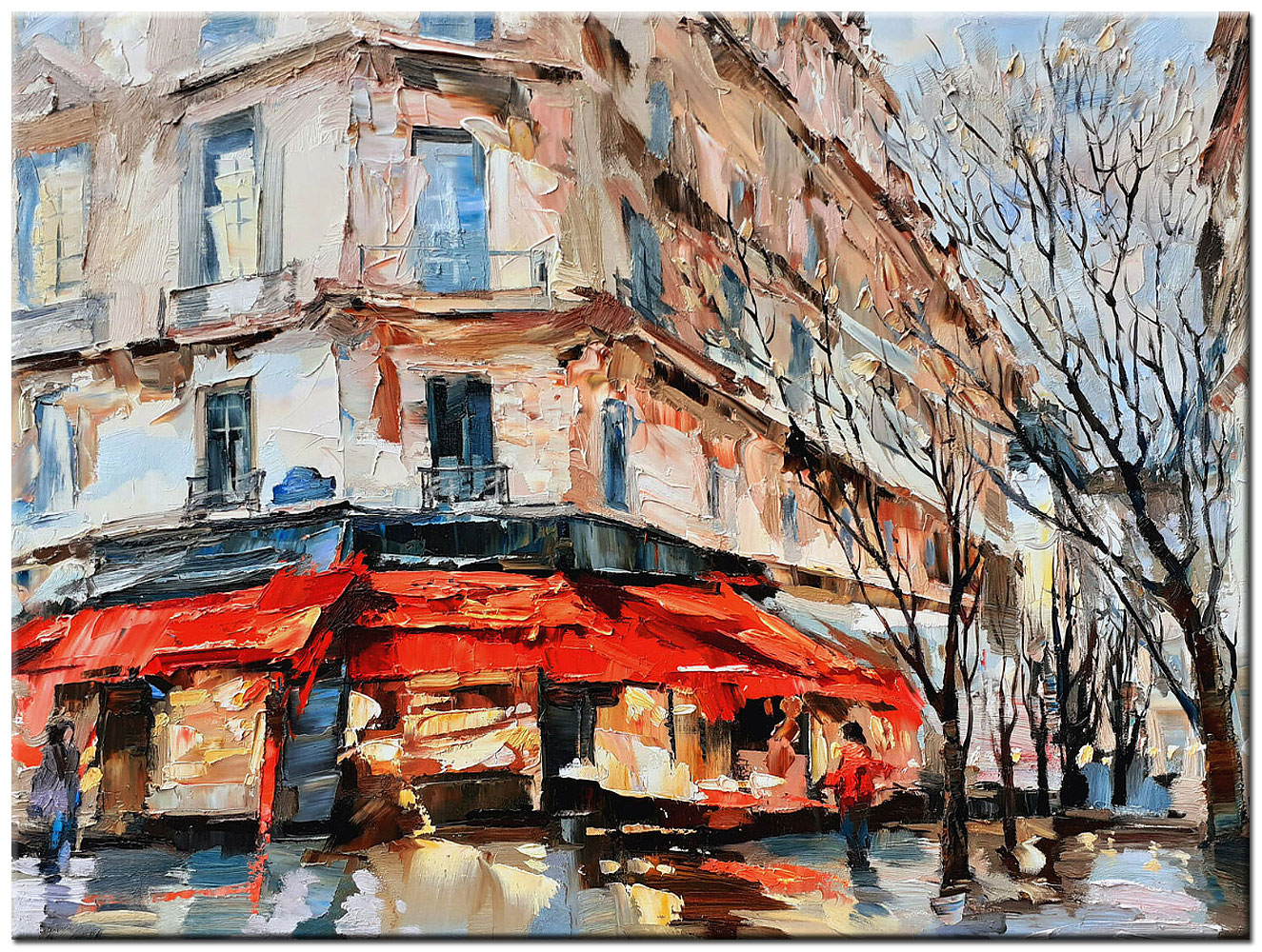 Op de Hoek van de Straat modern schilderij 120x90cm