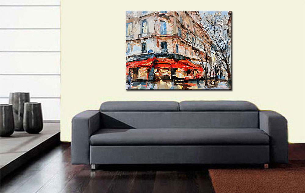 Op de Hoek van de Straat modern schilderij 120x90cm - Afbeelding 4