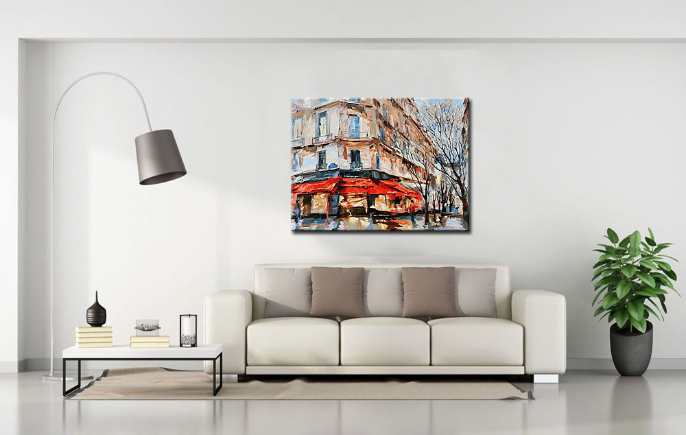 Op de Hoek van de Straat modern schilderij 120x90cm - Afbeelding 3