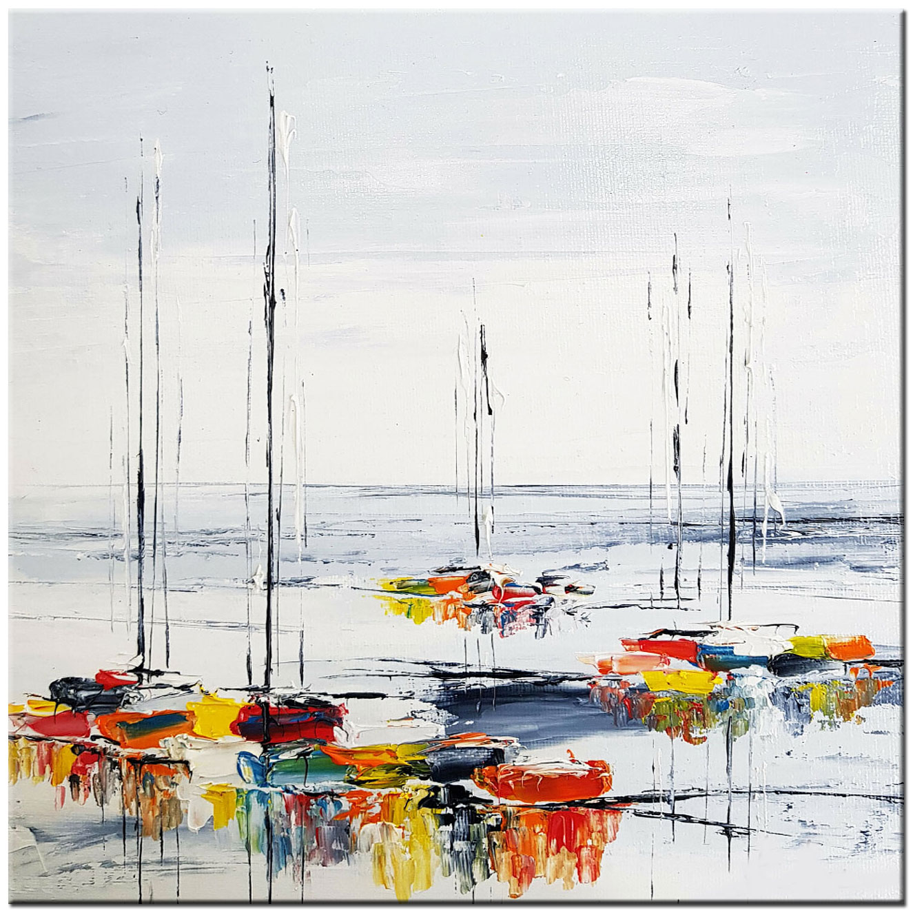 Bootjes modern schilderij 100x100cm