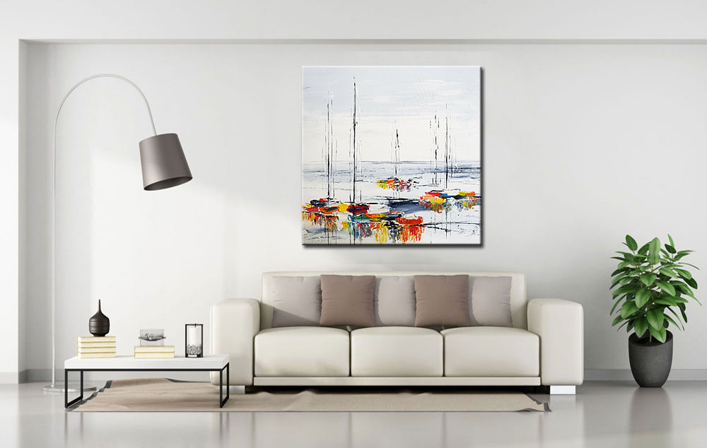 Bootjes modern schilderij 100x100cm - Afbeelding 3