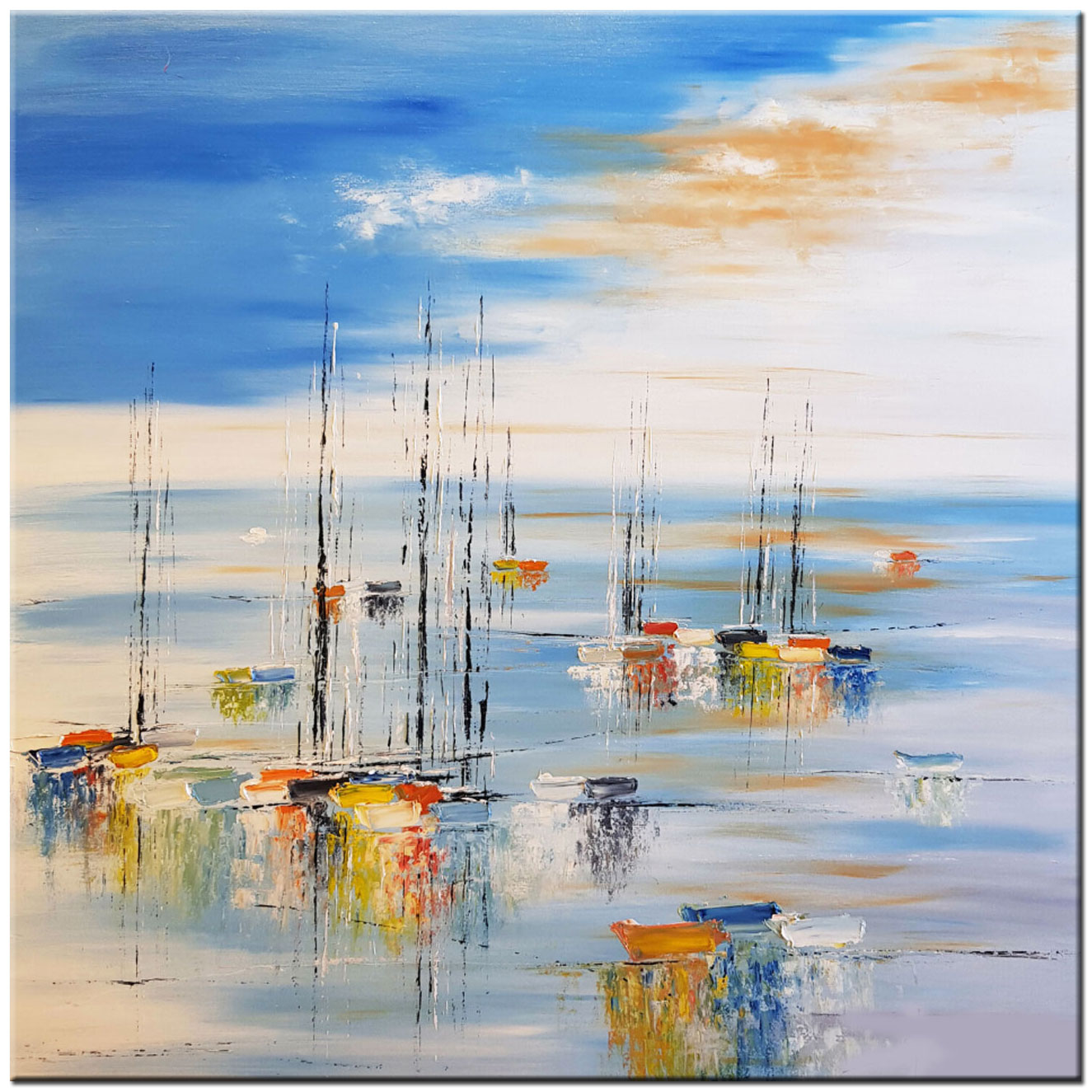 Bootjes modern schilderij 100x100cm