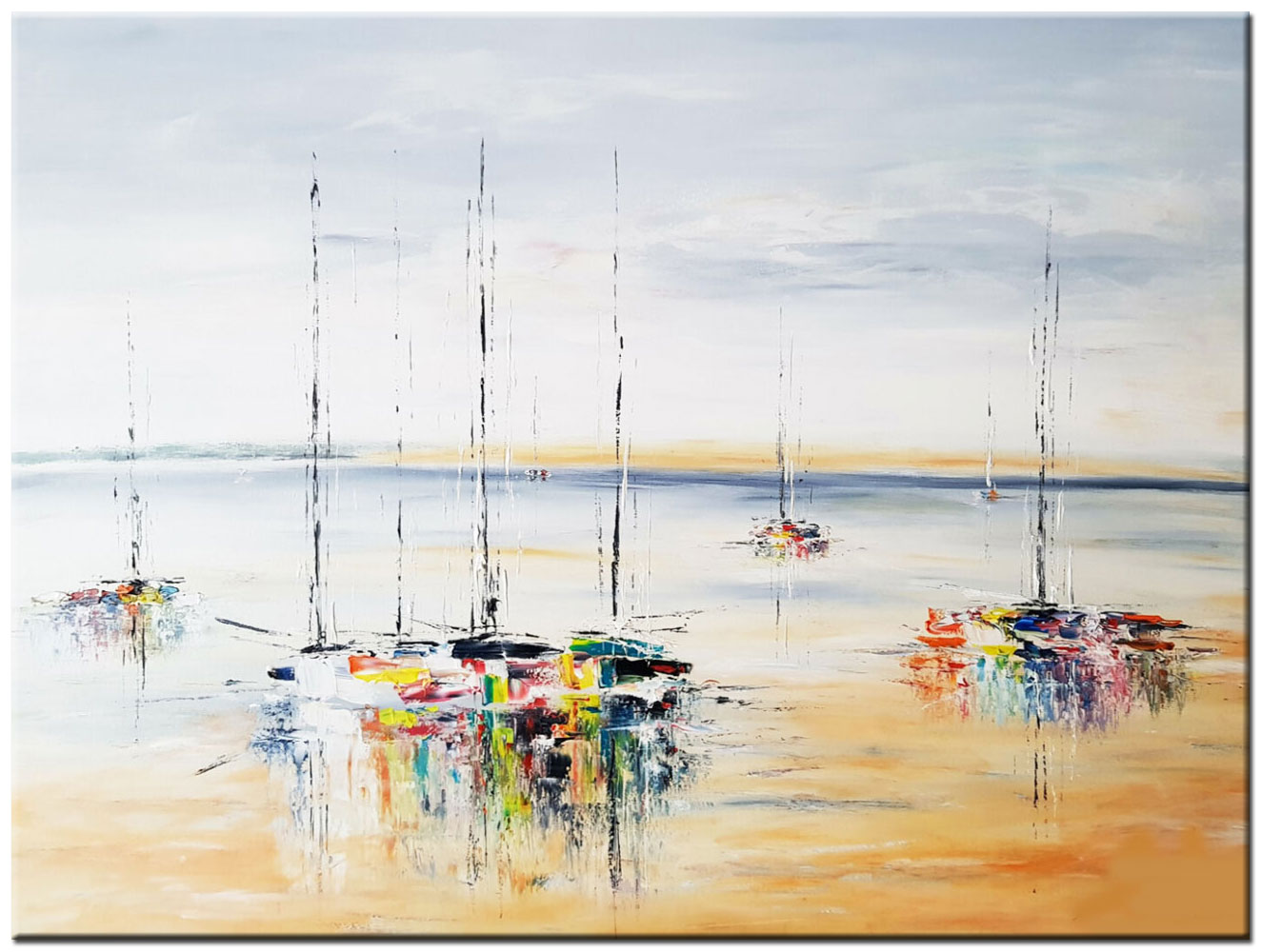 Bootjes Gestrand modern schilderij 120x90cm