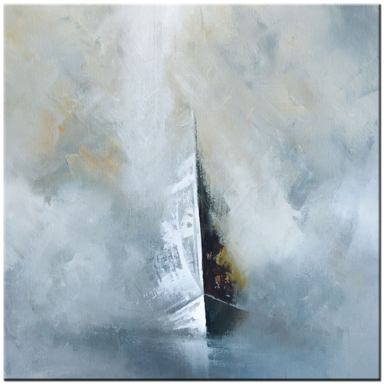 Boot in de Mist modern schilderij 100x100cm