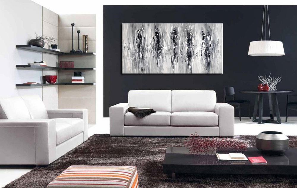 Abstract schilderij Silent Shadows 180x90cm - Afbeelding 2