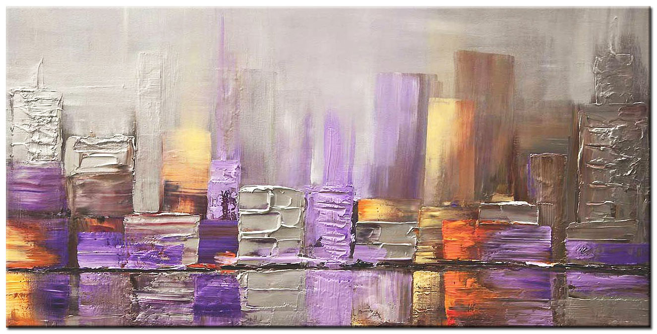 Skyline in Violet modern schilderij