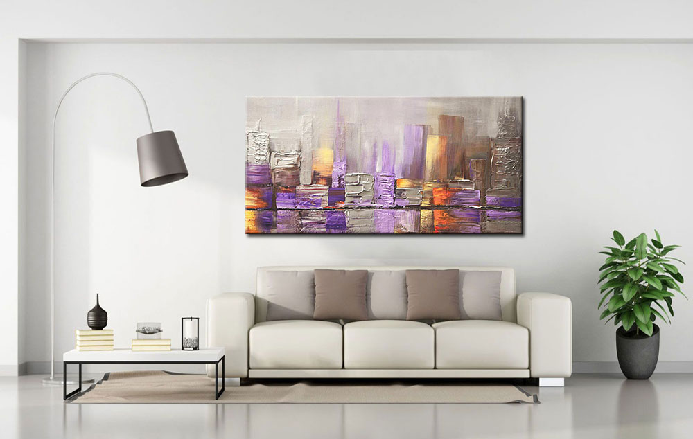 Skyline in Violet modern schilderij - Afbeelding 3