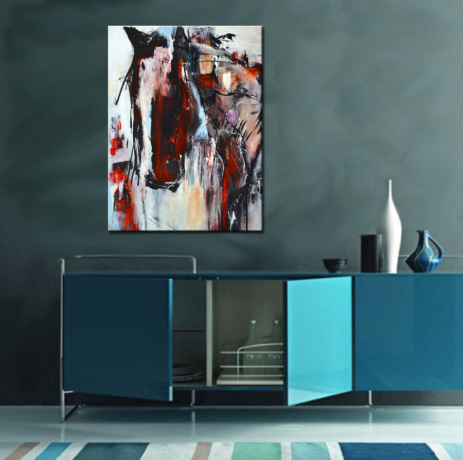 Paard modern schilderij 90x120cm - Afbeelding 4