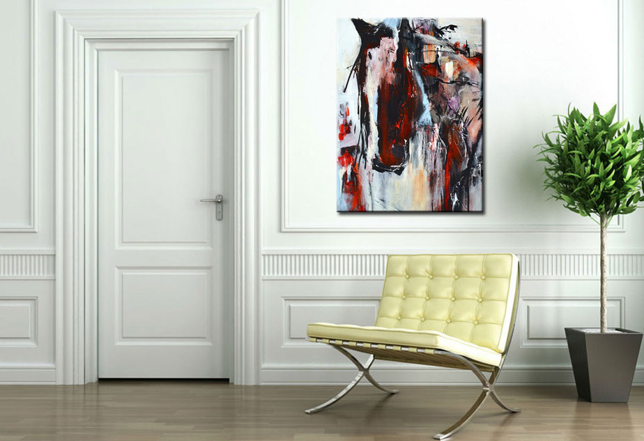 Paard modern schilderij 90x120cm - Afbeelding 2
