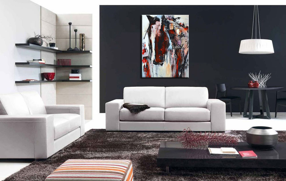 Paard modern schilderij 90x120cm - Afbeelding 3