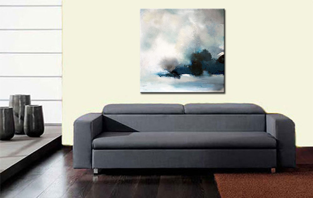 Mistig abstract schilderij 100x100cm - Afbeelding 4