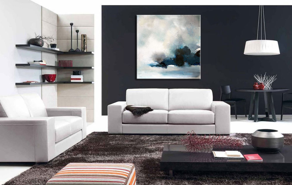 Mistig abstract schilderij 100x100cm - Afbeelding 2