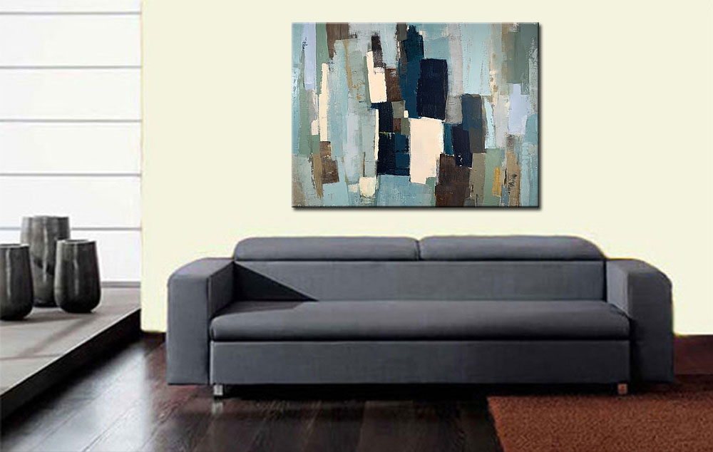 Pastelkleuren abstract schilderij 120x90cm - Afbeelding 4