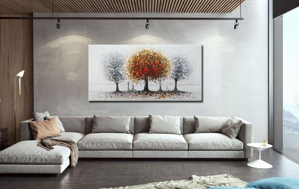 Bomen modern groot schilderij 180x90cm - Afbeelding 2