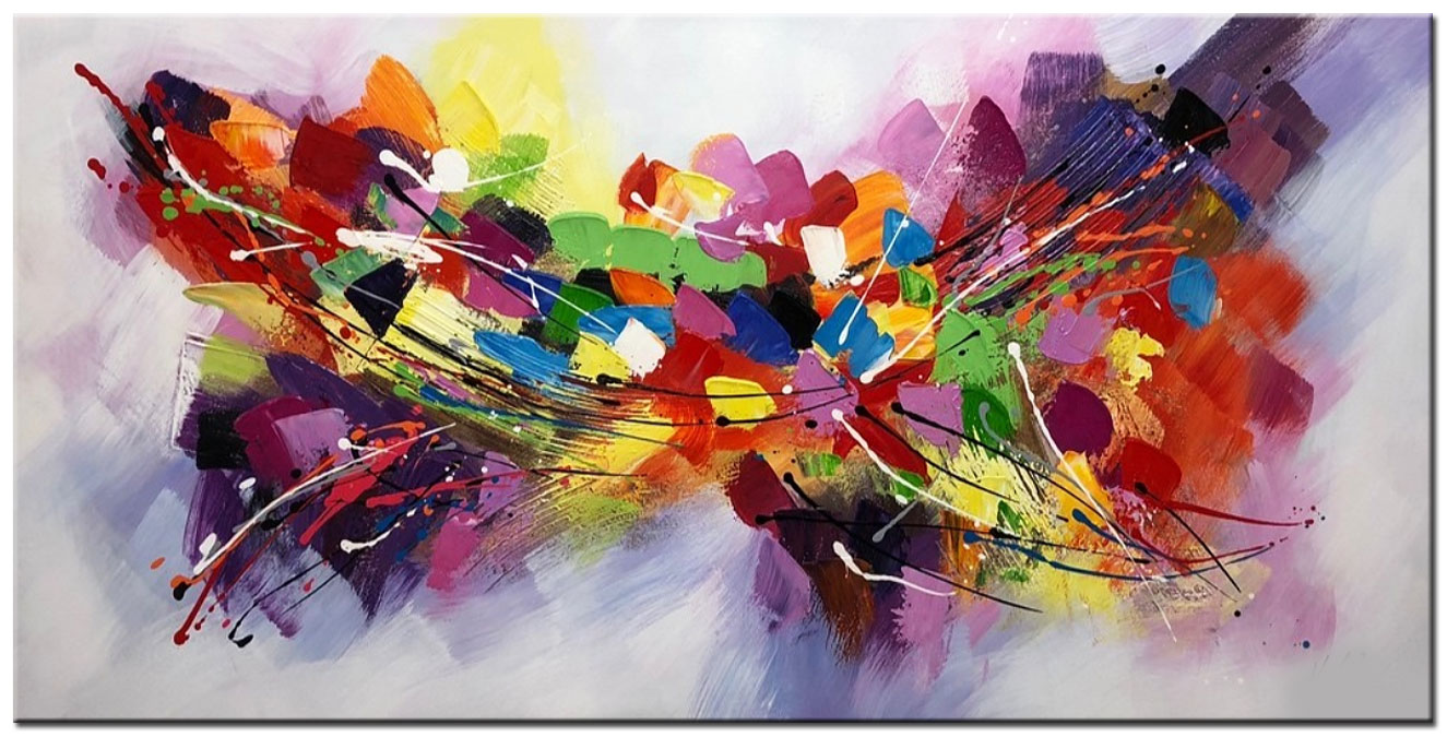 Kleur Emotie abstract groot schilderij 180x90cm