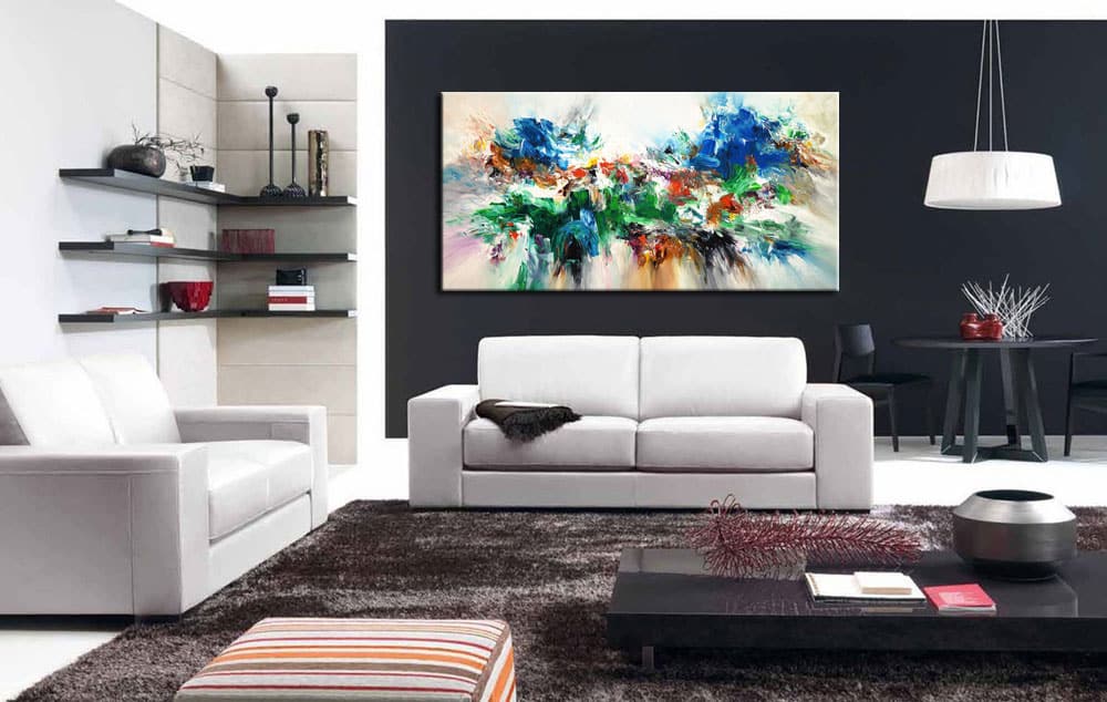 Abstract schilderij Blue Harmony 180x90cm - Afbeelding 4