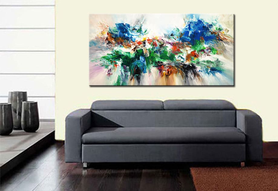 Abstract schilderij Blue Harmony 180x90cm - Afbeelding 2