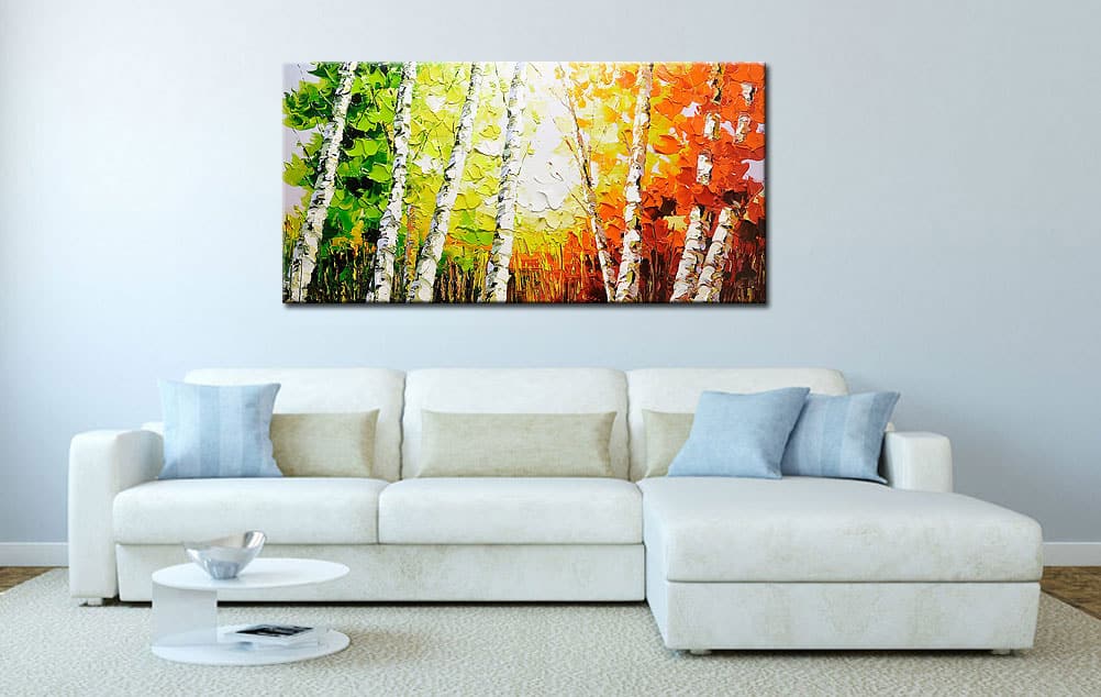 Kleurrijke Bomen modern groot schilderij 180x90cm - Afbeelding 4