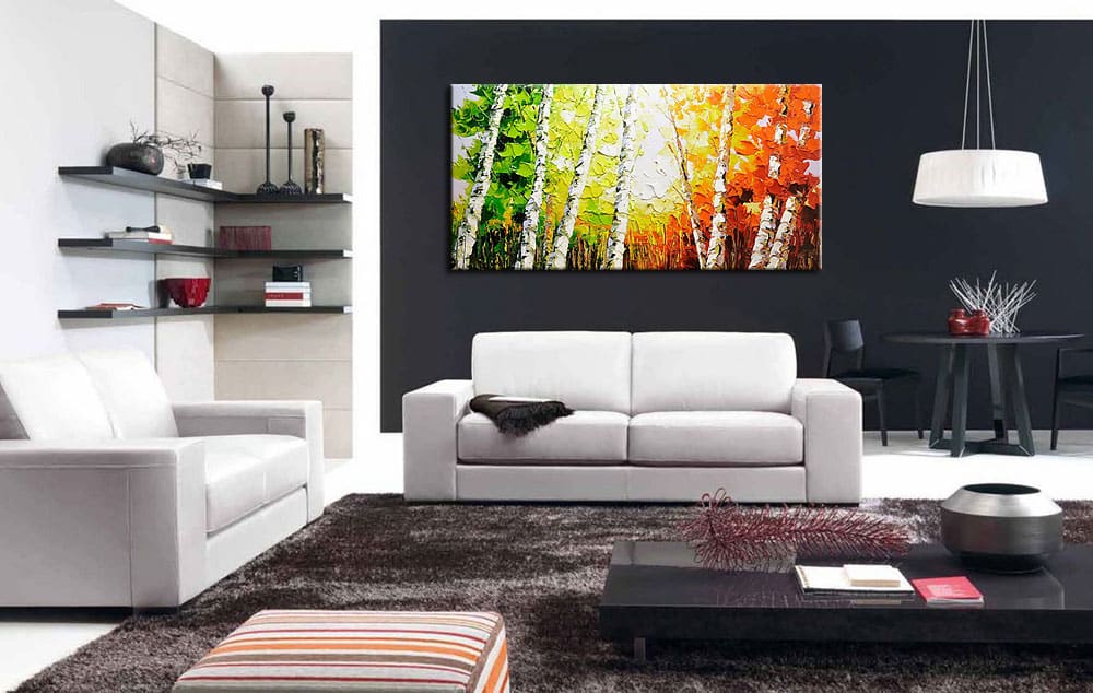 Kleurrijke Bomen modern groot schilderij 180x90cm - Afbeelding 2
