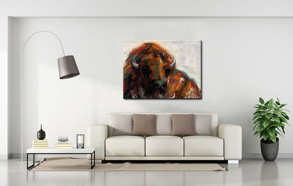 Bizon modern schilderij 120x90cm - Afbeelding 2