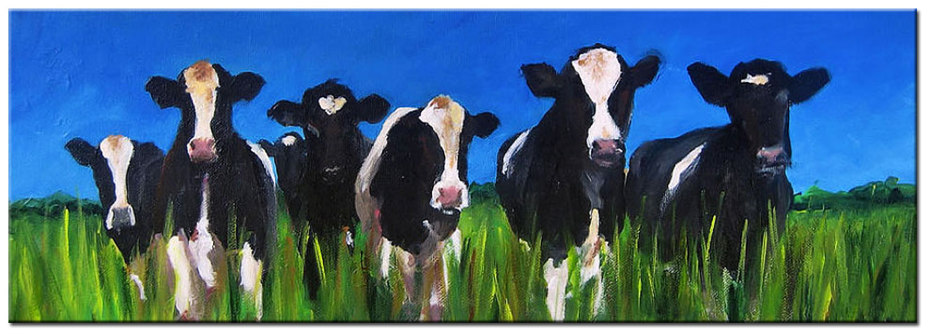 Koeien in de Wei modern schilderij 180x60cm