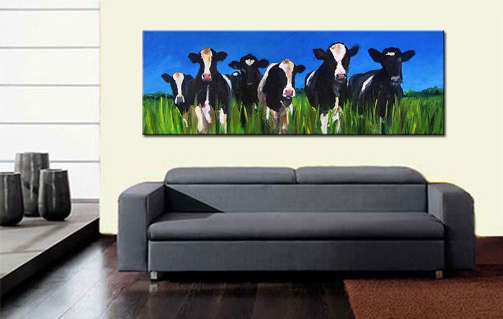 Koeien in de Wei modern schilderij 180x60cm - Afbeelding 4