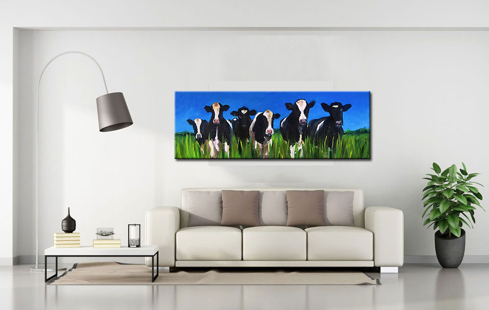 Koeien in de Wei modern schilderij 180x60cm - Afbeelding 2