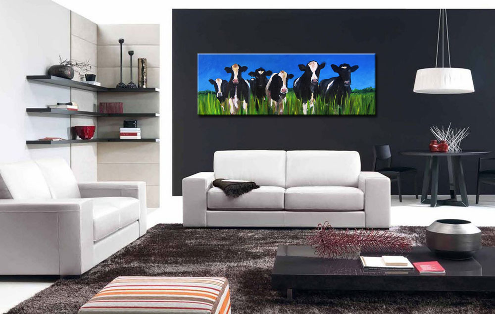 Koeien in de Wei modern schilderij 180x60cm - Afbeelding 3