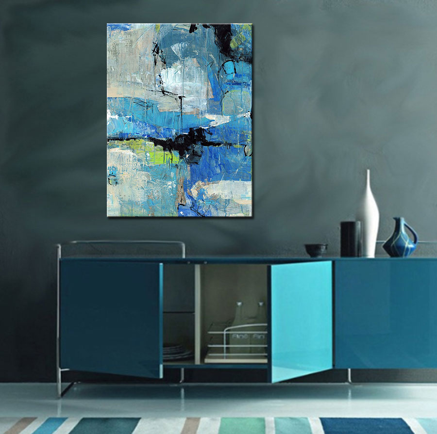 Onder Water abstract schilderij 90x120cm - Afbeelding 3