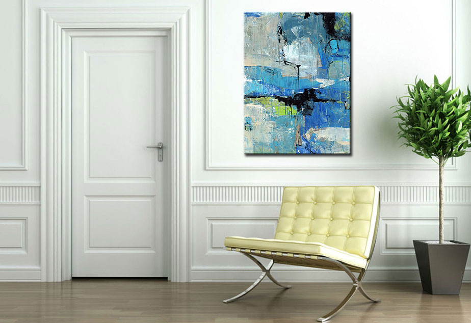 Onder Water abstract schilderij 90x120cm - Afbeelding 4