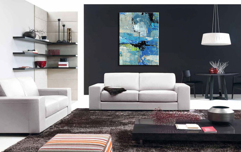 Onder Water abstract schilderij 90x120cm - Afbeelding 2