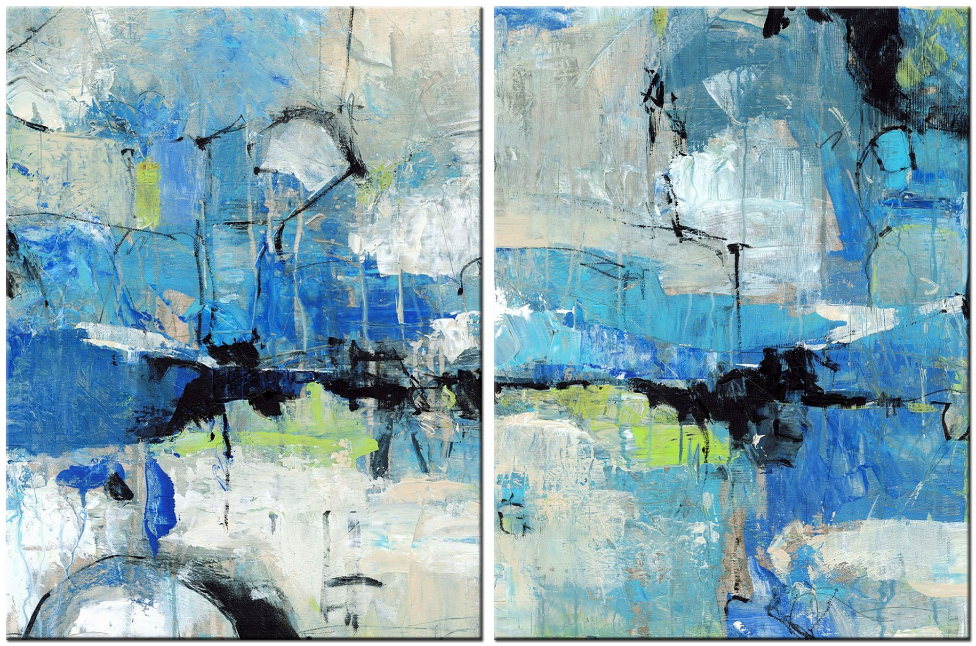 Abstract modern tweeluik schilderij