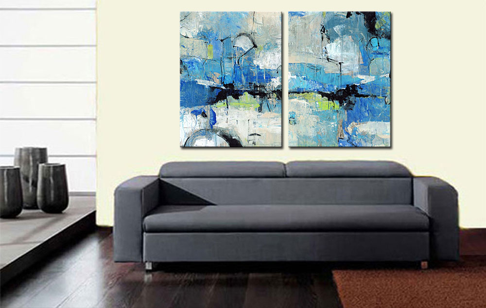 Abstract modern tweeluik schilderij - Afbeelding 4