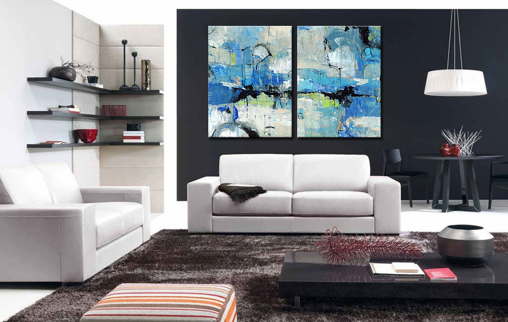 Abstract modern tweeluik schilderij - Afbeelding 2