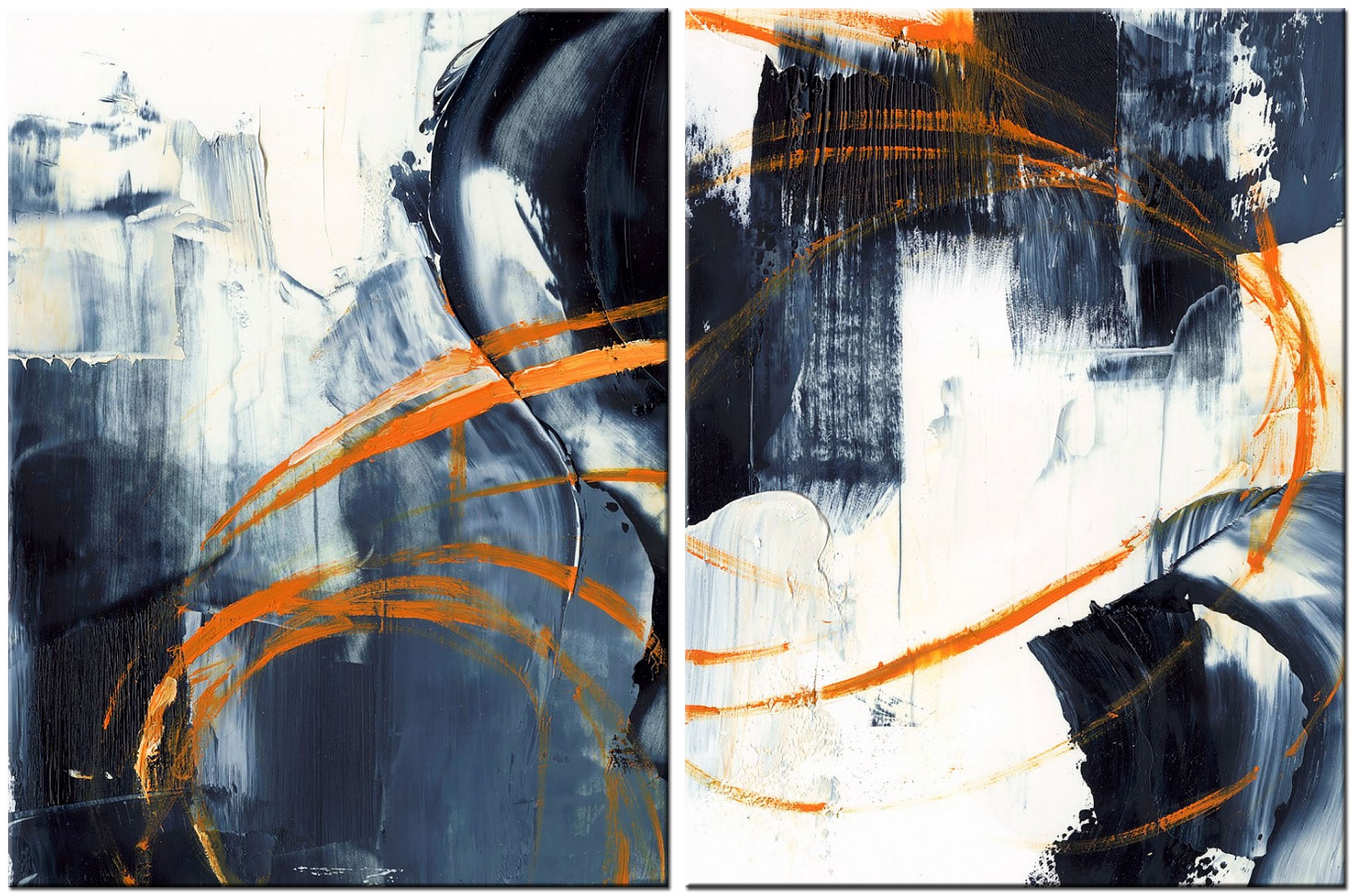 Abstract modern tweeluik schilderij