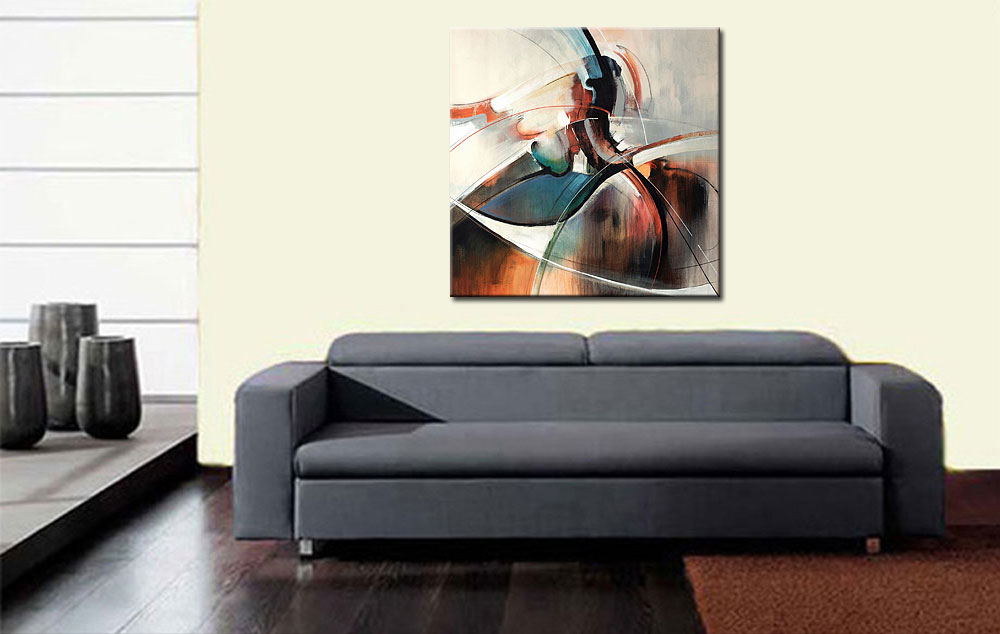 Abstract schilderij De Hoogspringer 100x100cm - Afbeelding 3