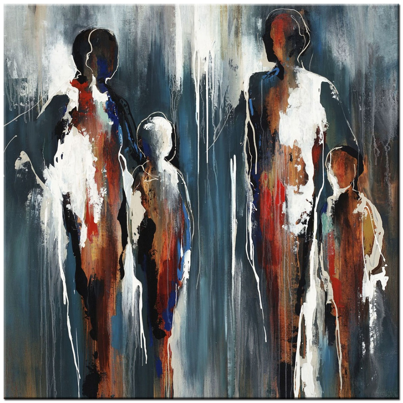 Figuratief modern schilderij Family 100x100cm