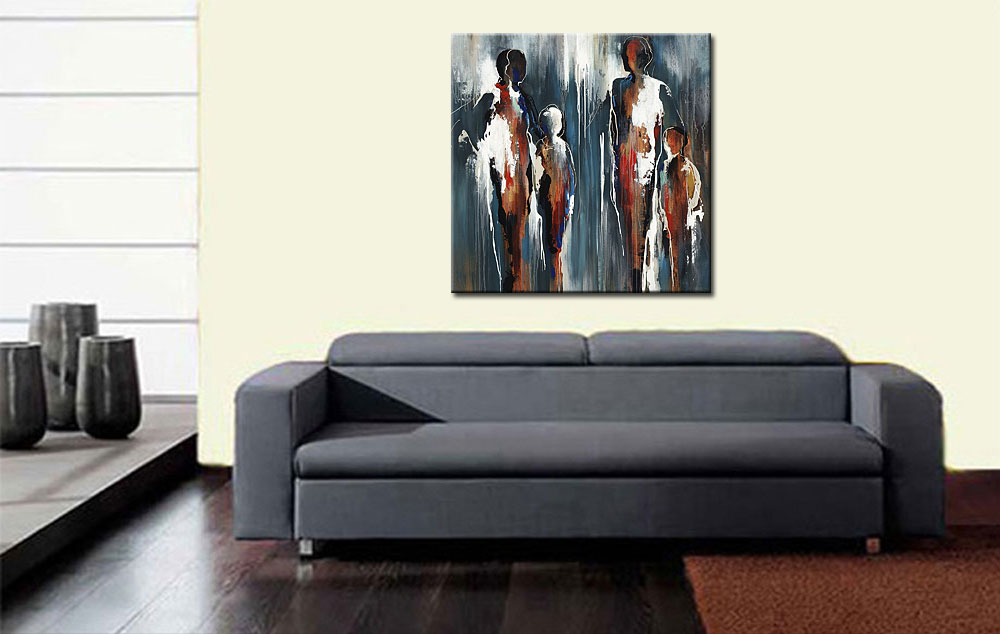 Figuratief modern schilderij Family 100x100cm - Afbeelding 2