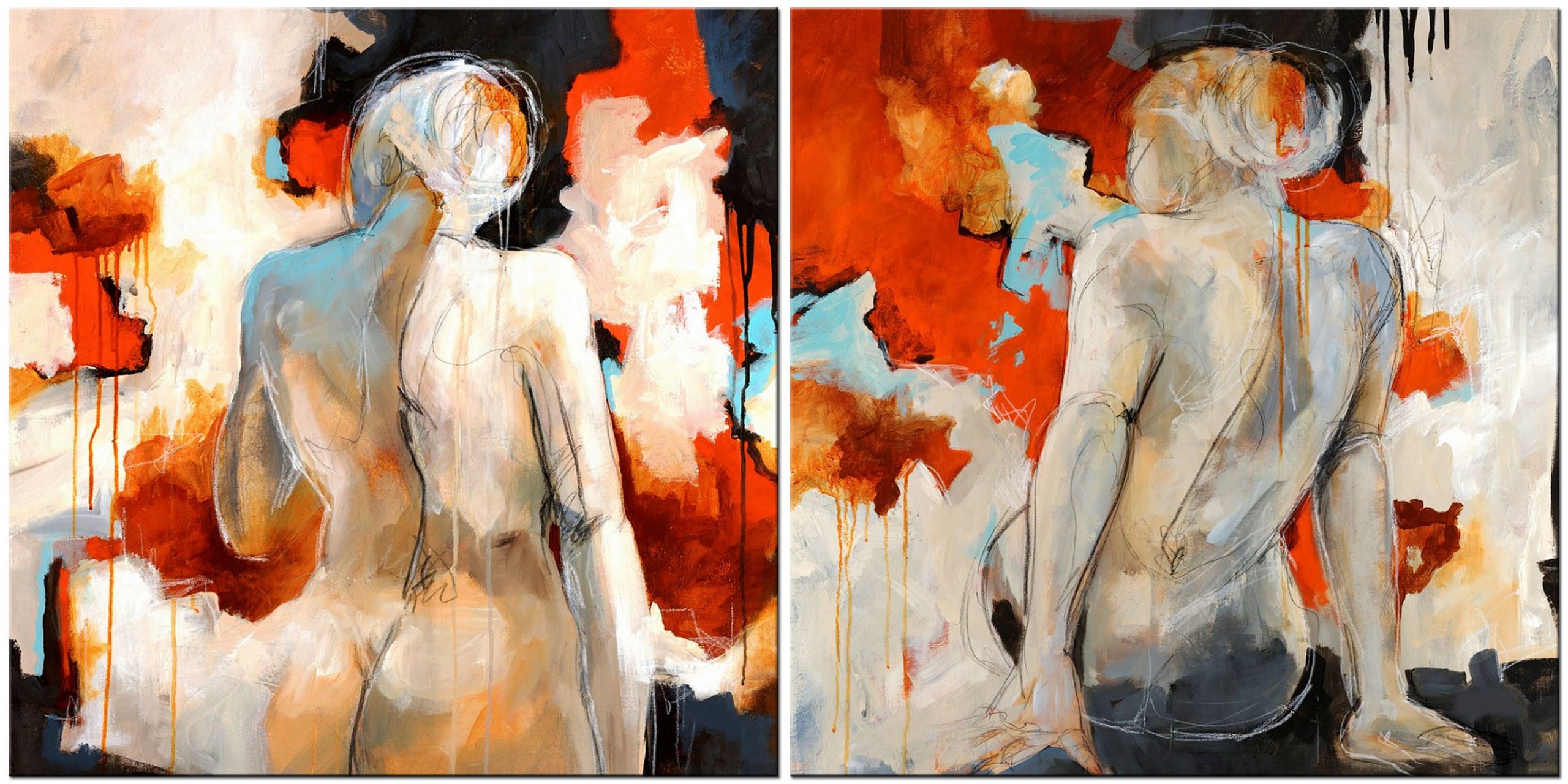 Erotisch schilderij tweeluik Passion