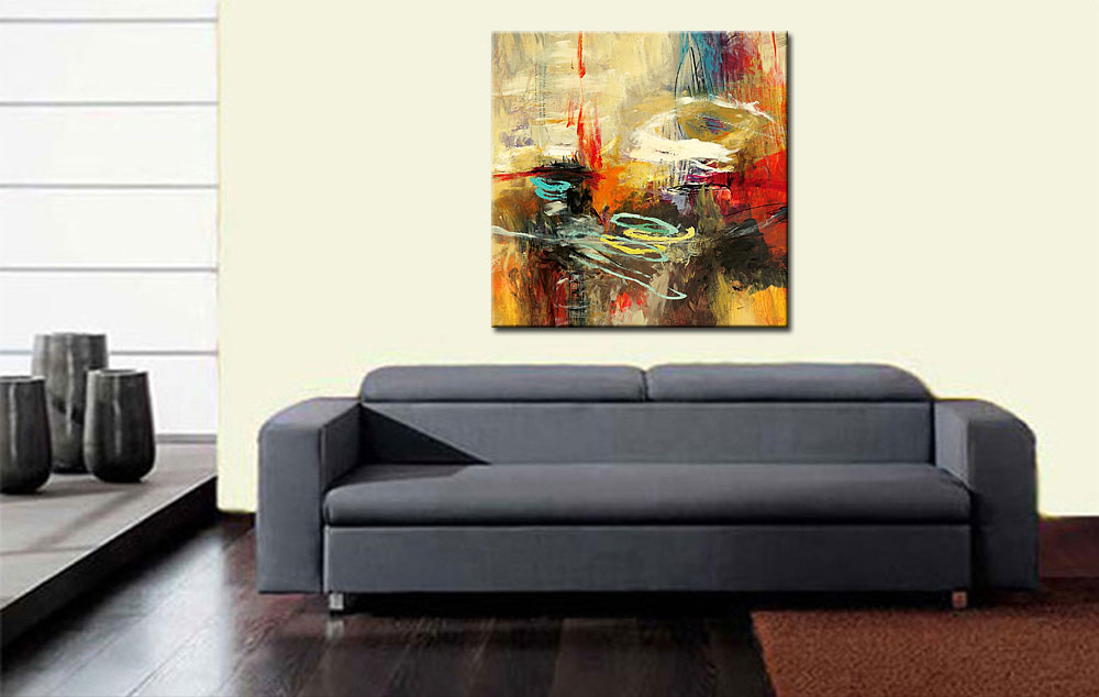 Betoverend abstract schilderij 100x100cm - Afbeelding 4