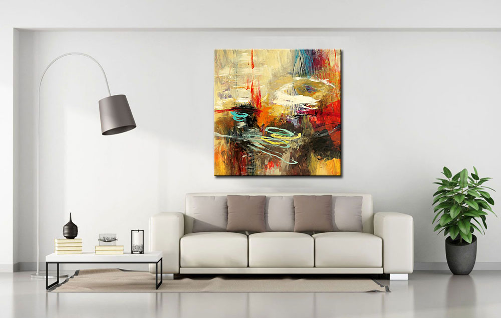 Betoverend abstract schilderij 100x100cm - Afbeelding 2