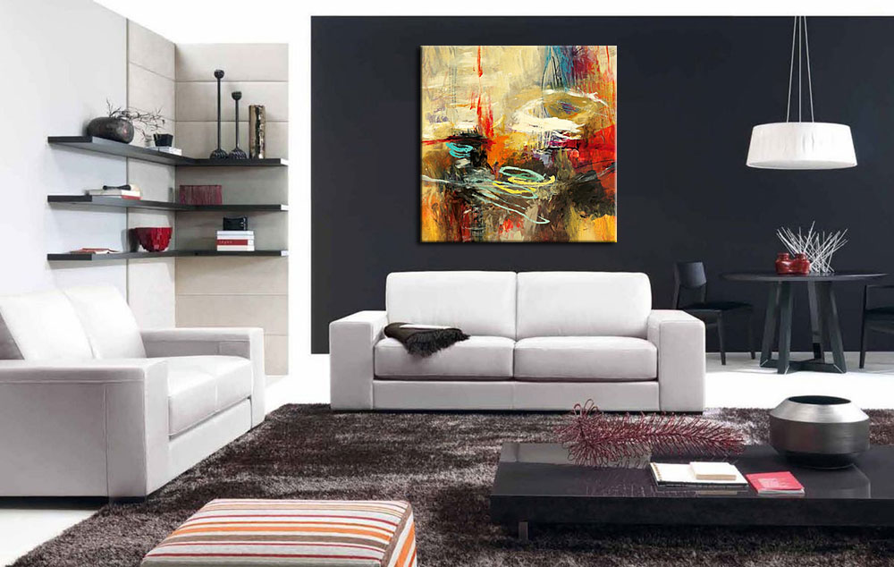 Betoverend abstract schilderij 100x100cm - Afbeelding 3