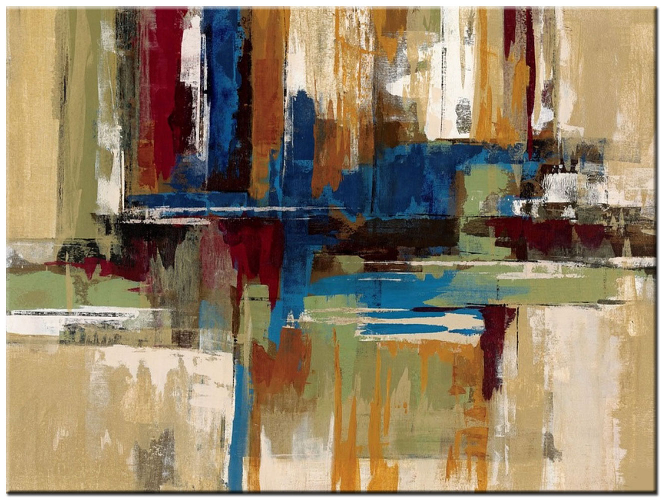 Abstract schilderij Blauw en Aarde 120x90cm