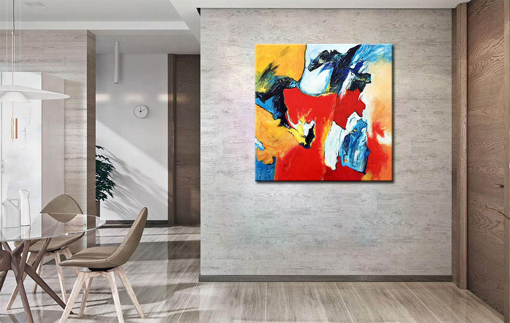 Kleurbeeld abstract schilderij 100x100cm - Afbeelding 4